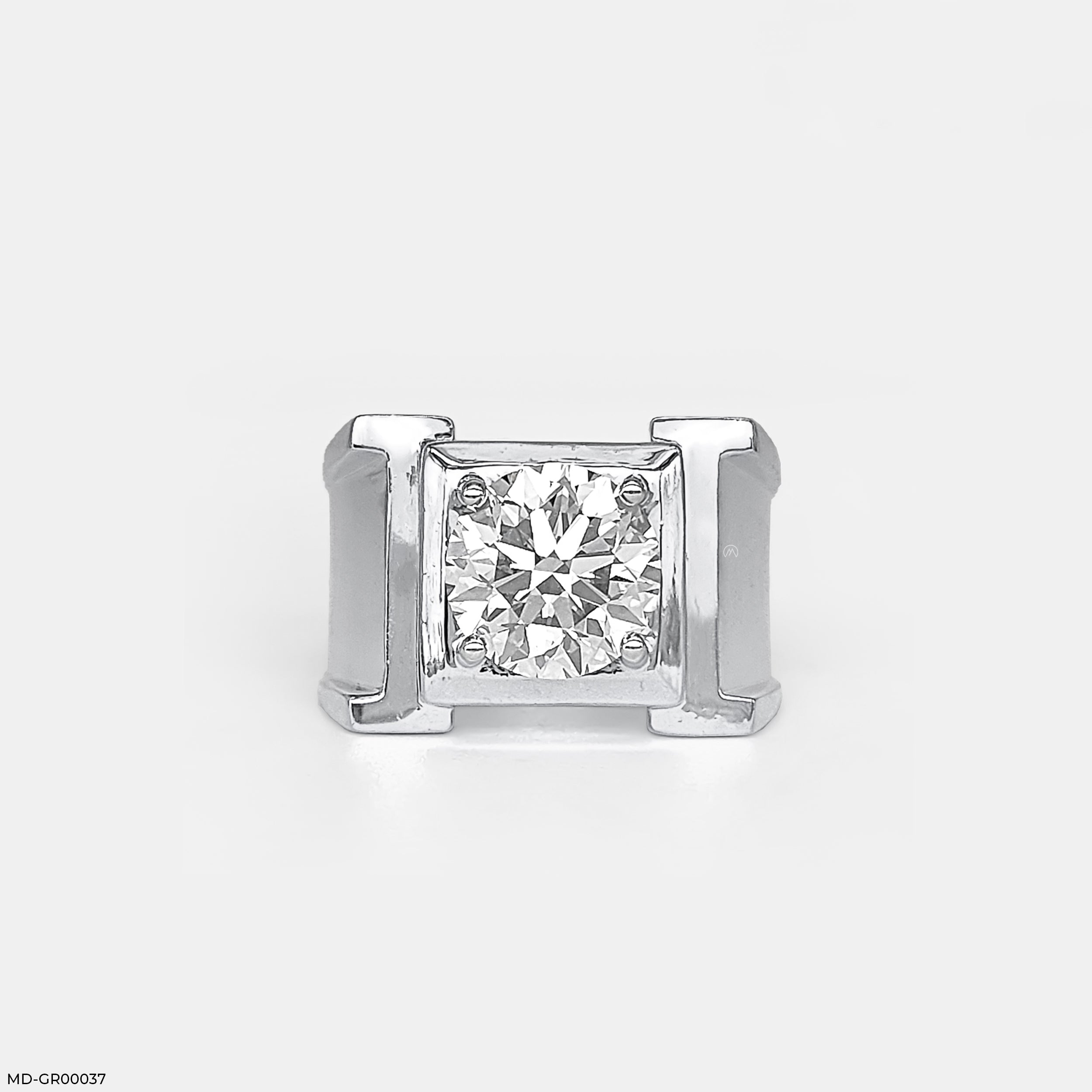 Caliber Solitaire Round Diamond Mens Ring