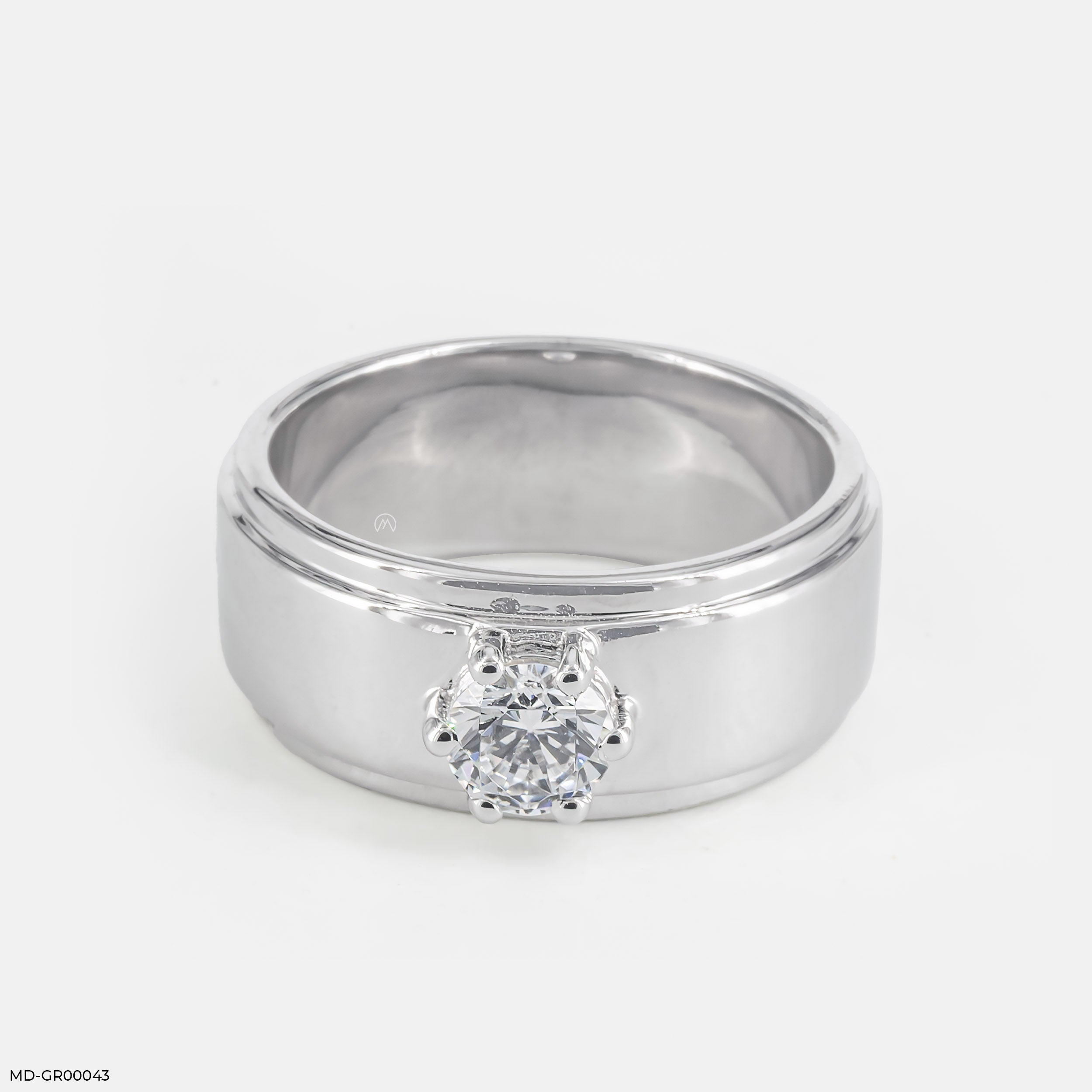Solitaire Noir Men's Ring 9K White Gold