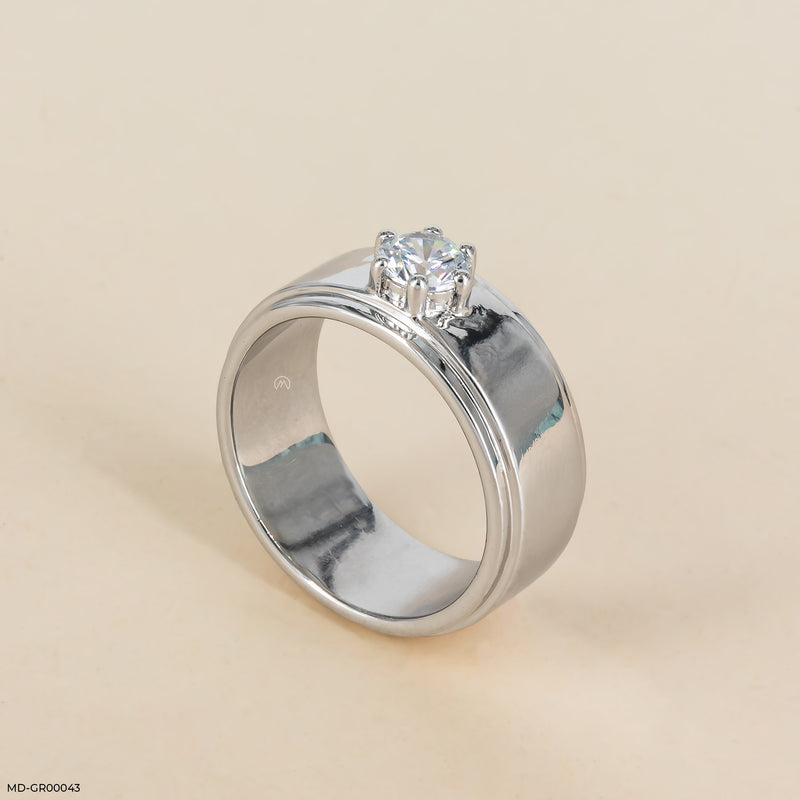 Solitaire Noir Men's Ring 14K Yellow Gold