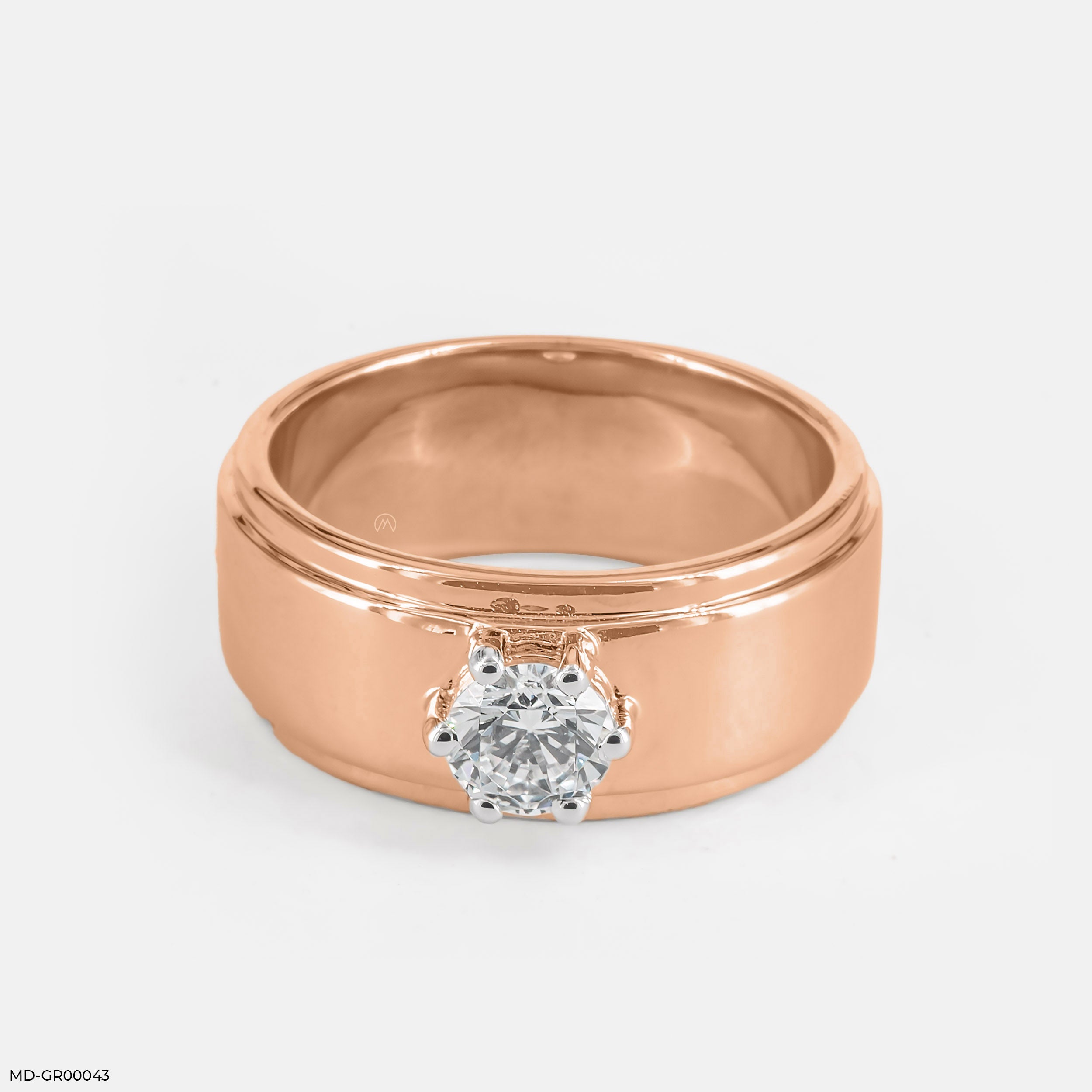 Solitaire Noir Men's Ring 14K Rose Gold