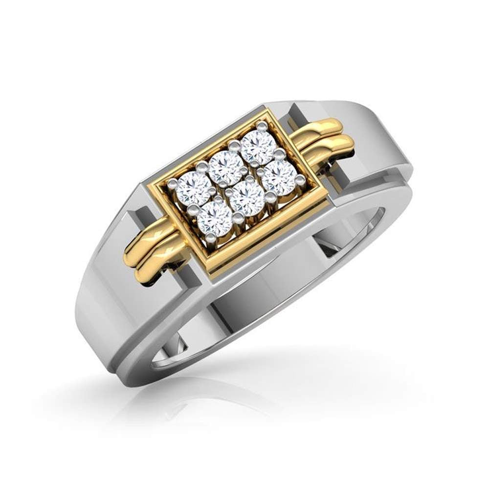 Tiny Throne Diamond Men Rings 9K Yellow Gold