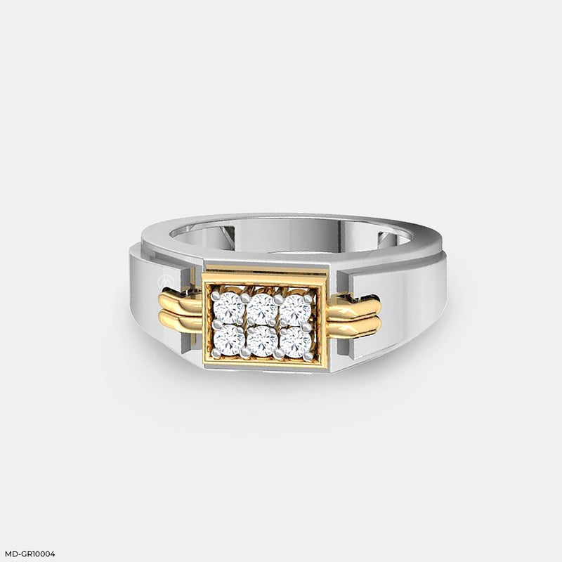Tiny Throne Diamond Men Rings 14K White Gold