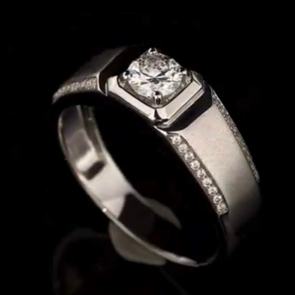 0.50 Carat Forever Flame Solitaire Men's Ring 18K Rose Gold