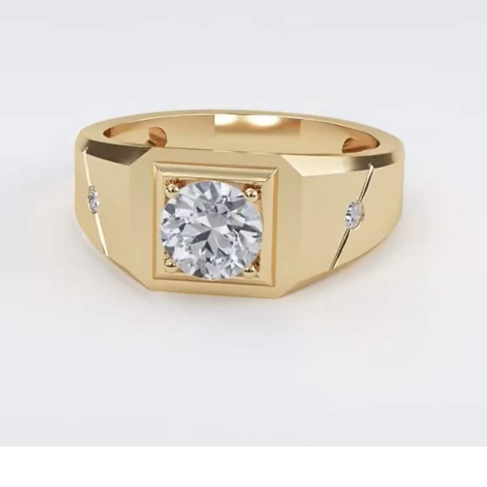 Majesty Solitaire Mens Rings 14K Rose Gold