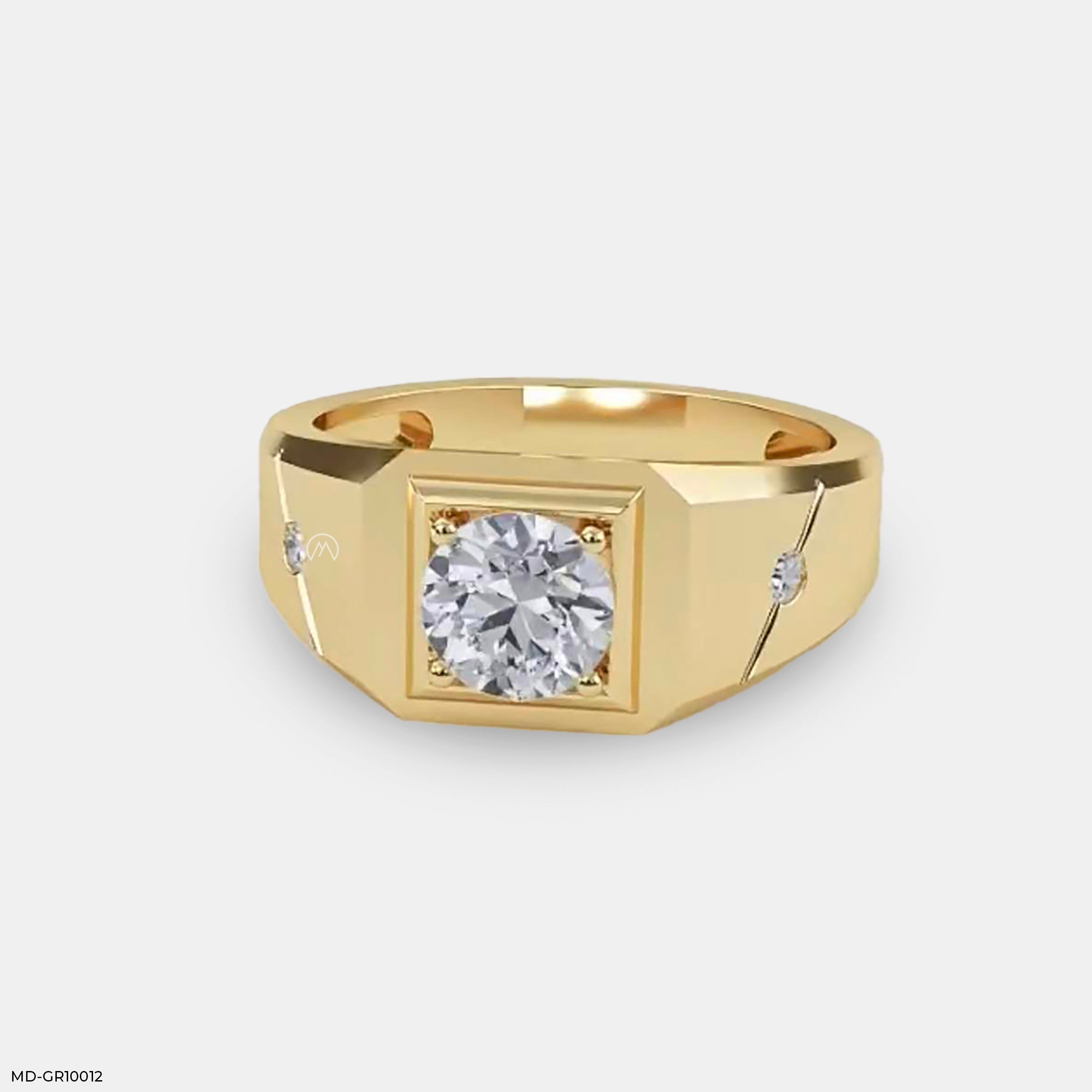 Majesty Solitaire Mens Rings 14K Rose Gold