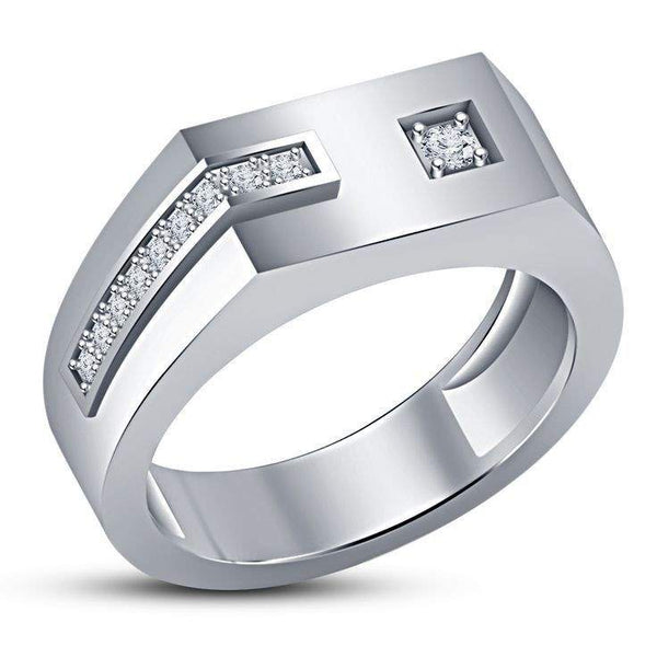 Eternal Spark Diamond Mens Rings 9K White Gold