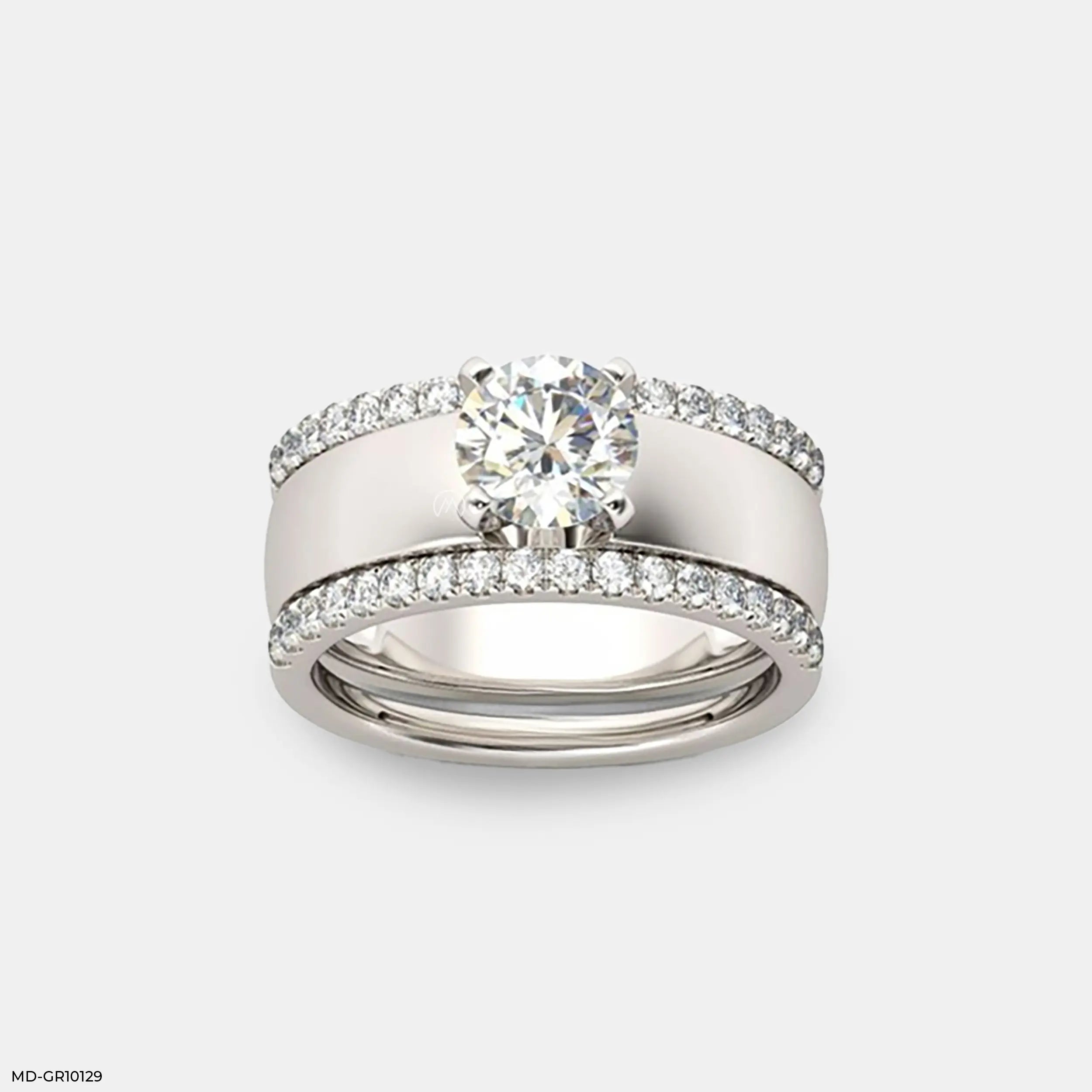 1 Carat Round Brilliant Blaze Men's Ring 14K White Gold