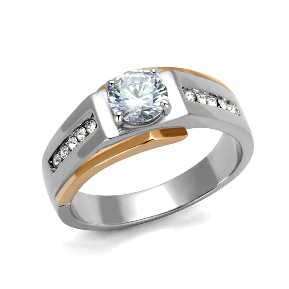 1 Carat Round Crest Gent's Ring 14K Rose Gold
