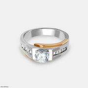 1 Carat Round Crest Gent's Ring 14K White Gold