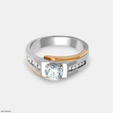 1 Carat Round Crest Gent's Ring 14K Yellow Gold