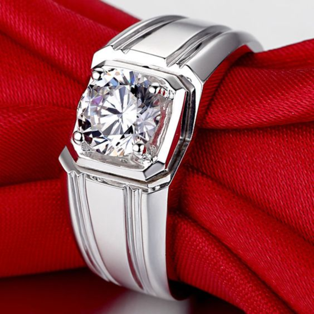 1.5 Carat Solitaire Titan Spark Men's Ring 14K Rose Gold