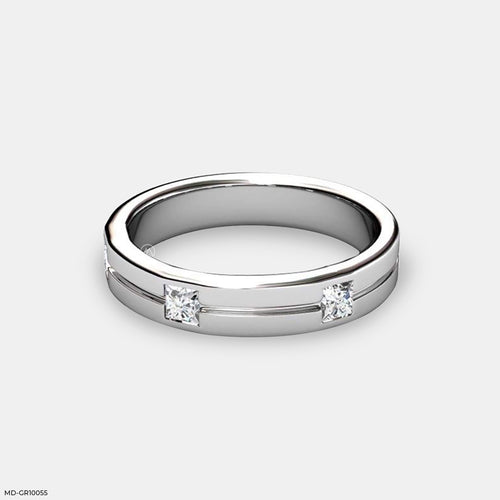 The Princess Line Mens Band 9K White Gold