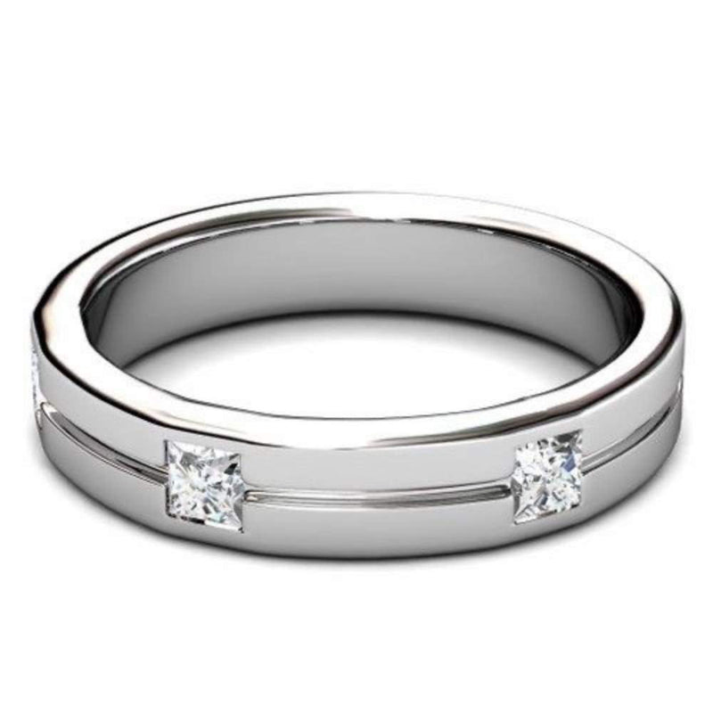 The Princess Line Mens Band 9K White Gold