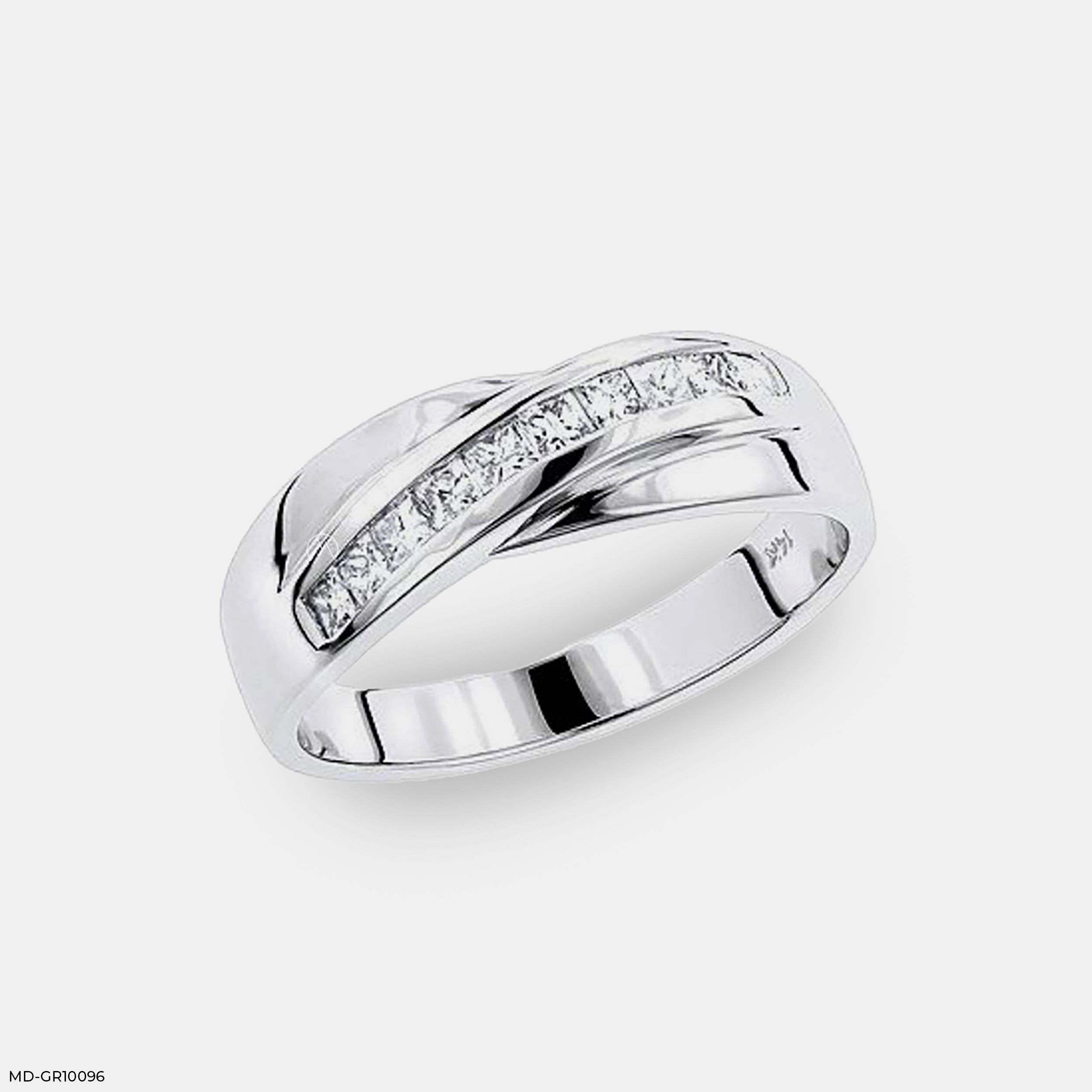 The Gleaming Orb Men's Diamond Band 9K White Gold