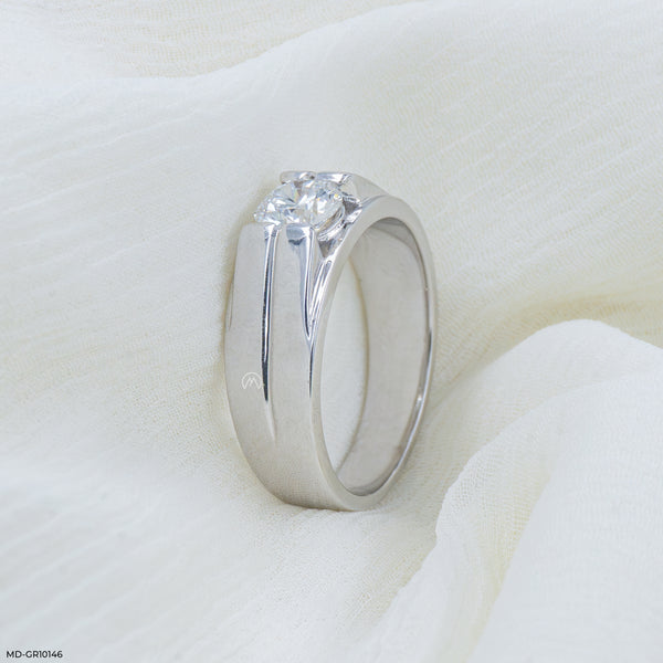 Evergreen Solitaire Gent's Rings 14K White Gold