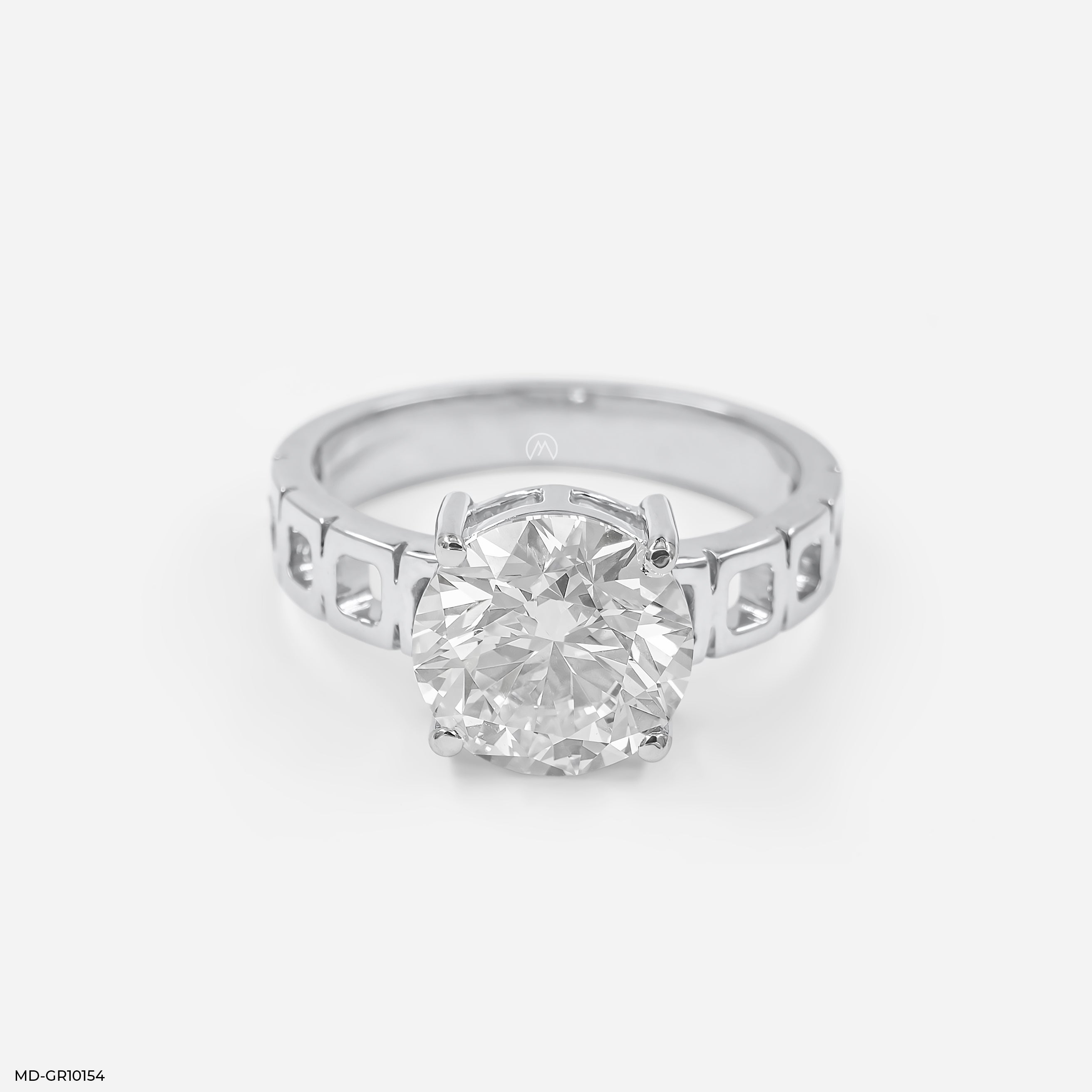 5 Carat Solitaire Eternal Engrave Gent's Ring 18K White Gold
