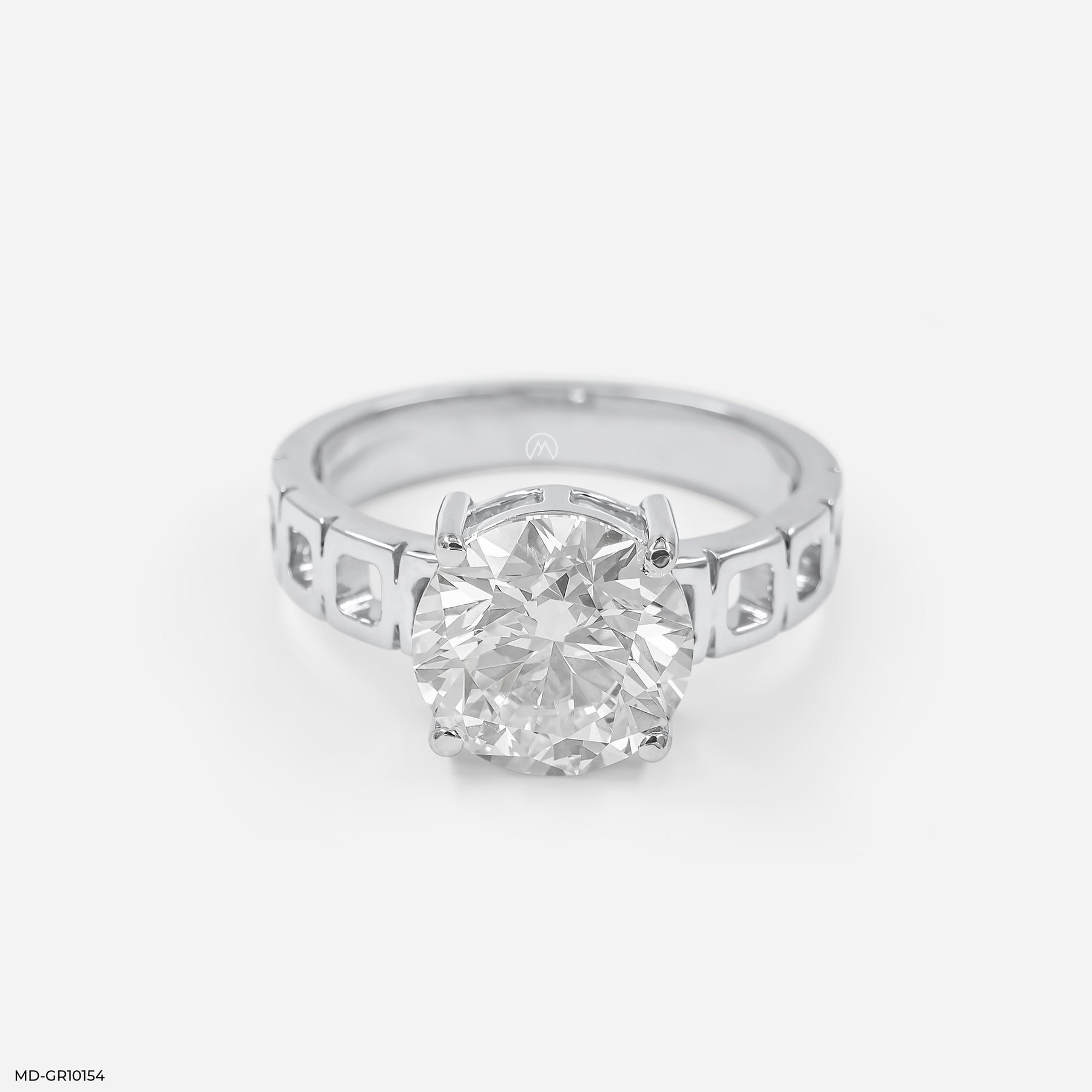 5 Carat Solitaire Eternal Engrave Gent's Ring 14K White Gold