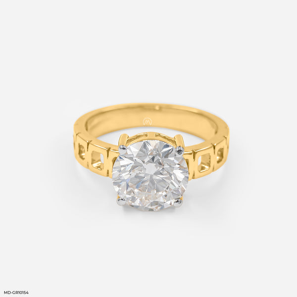 5 Carat Solitaire Eternal Engrave Gent's Ring 14K Yellow Gold