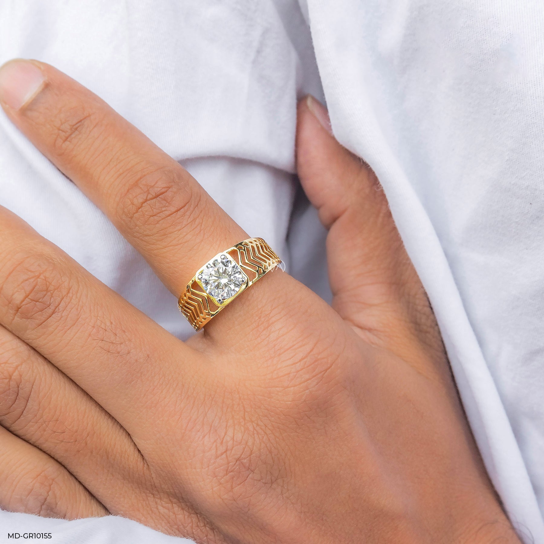 2 Carat Solitaire Sentinel Gent's Ring 14K Rose Gold