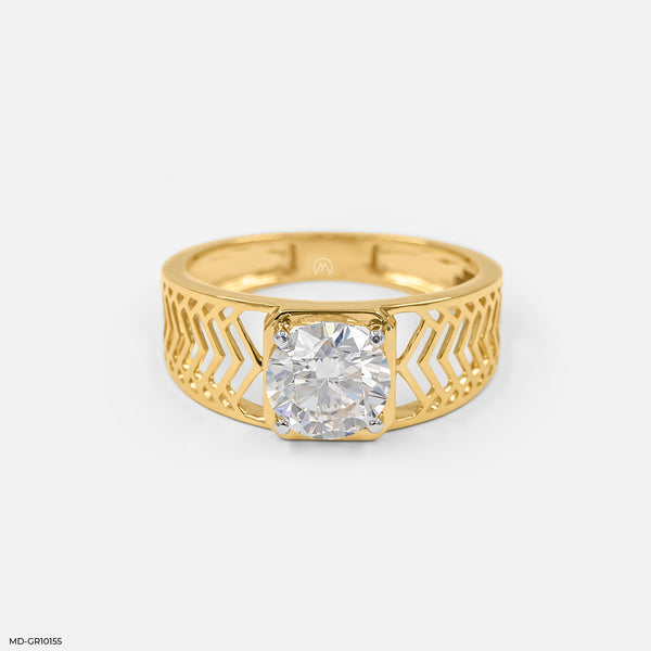 2 Carat Solitaire Sentinel Gent's Ring 14K Yellow Gold