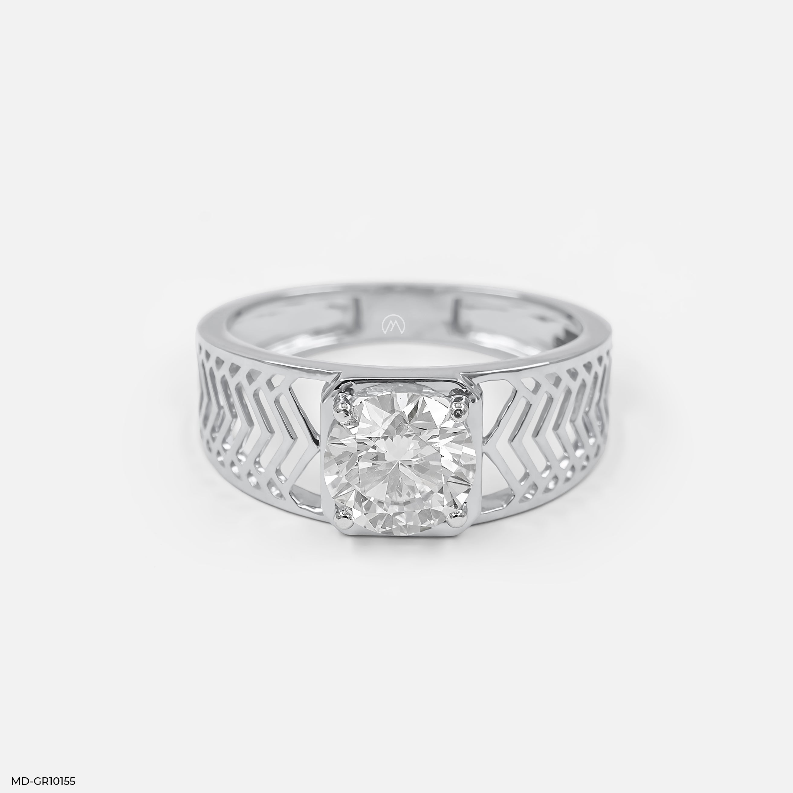 2 Carat Solitaire Sentinel Gent's Ring 14K White Gold