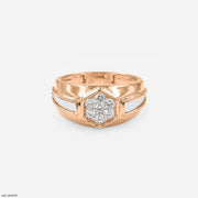 Hexagon Cluster Mens Diamond Ring 9K Rose Gold