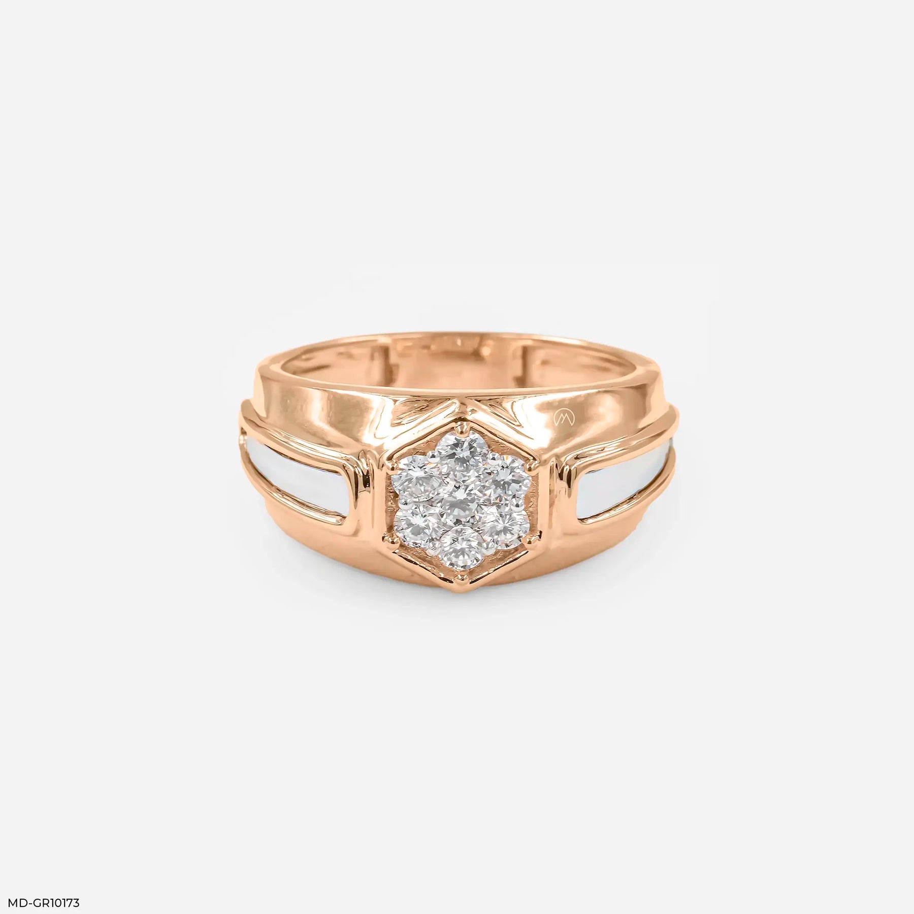Hexagon Cluster Mens Diamond Ring Platinum 950