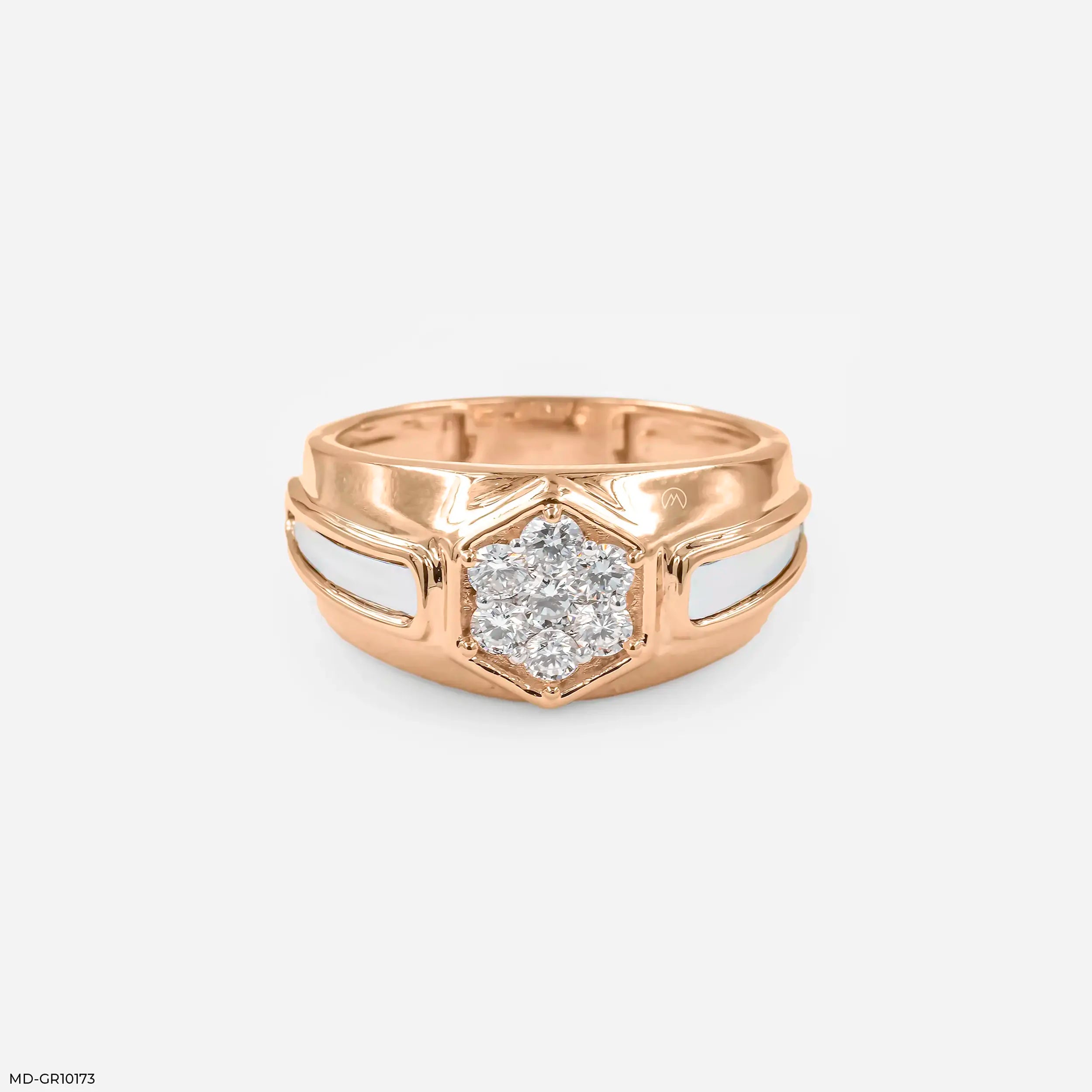 Hexagon Cluster Mens Diamond Ring