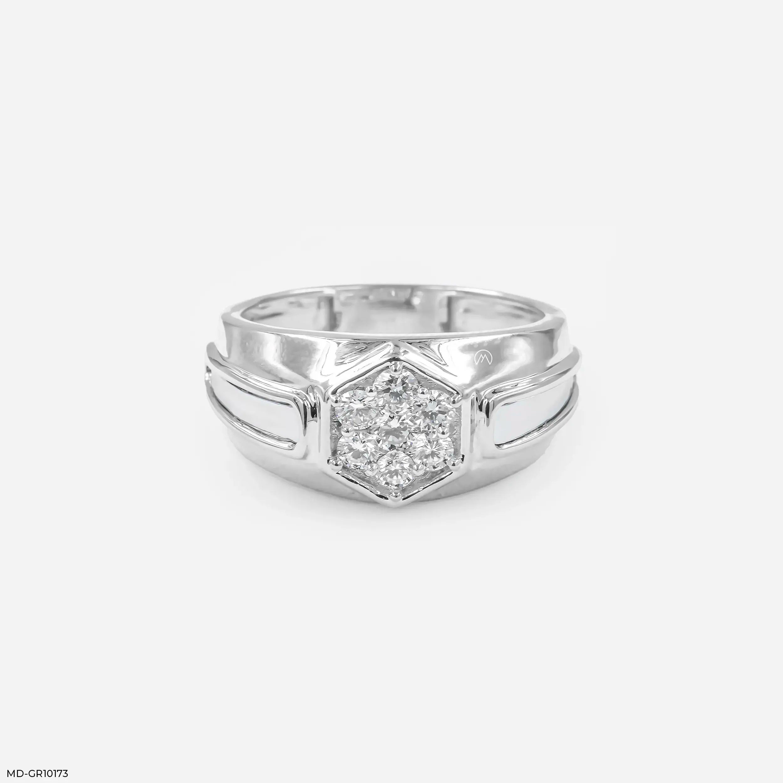 Hexagon Cluster Mens Diamond Ring