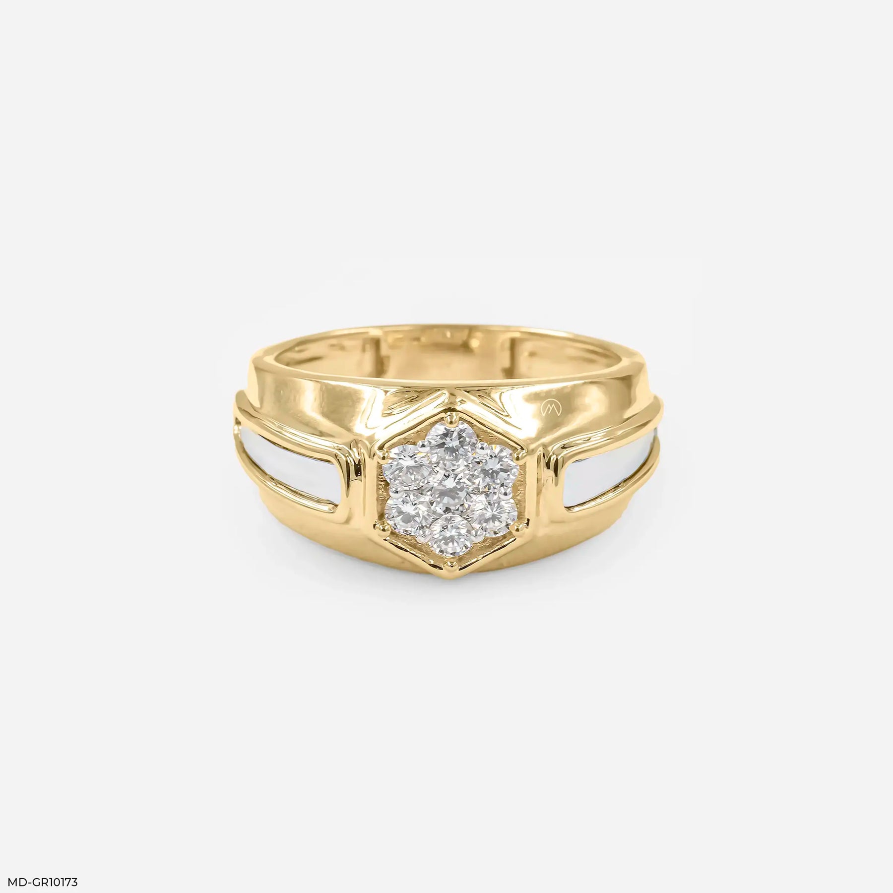 Hexagon Cluster Mens Diamond Ring Platinum 950