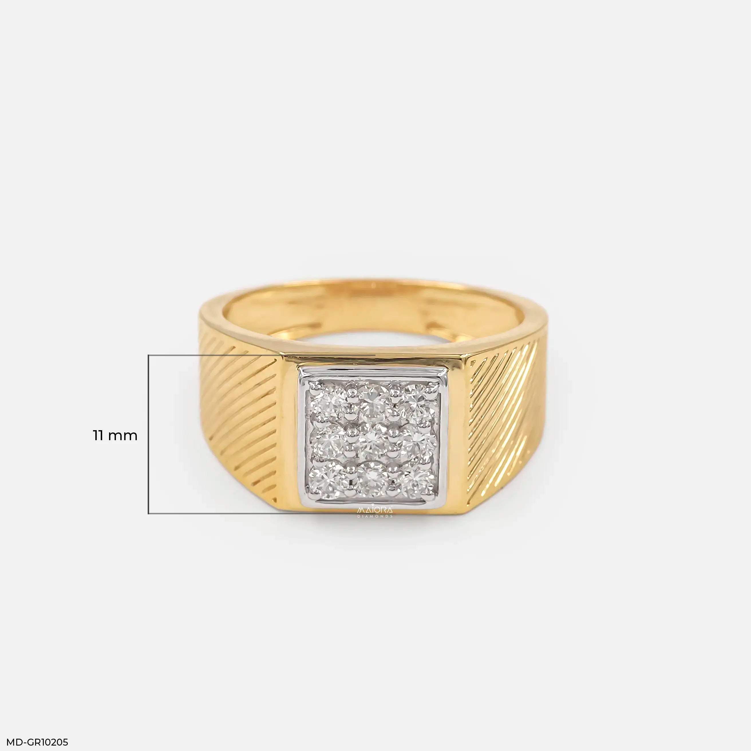 Gable Square Diamond Cluster Men Ring