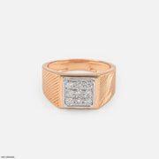 Gable Square Diamond Cluster Men Ring 9K Rose Gold