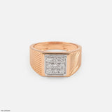 Gable Square Diamond Cluster Men Ring 9K Rose Gold