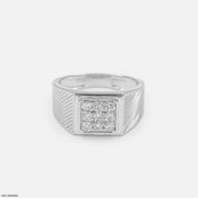 Gable Square Diamond Cluster Men Ring 9K White Gold