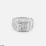 Gable Square Diamond Cluster Men Ring 9K Rose Gold
