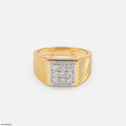 Gable Square Diamond Cluster Men Ring 9K Yellow Gold