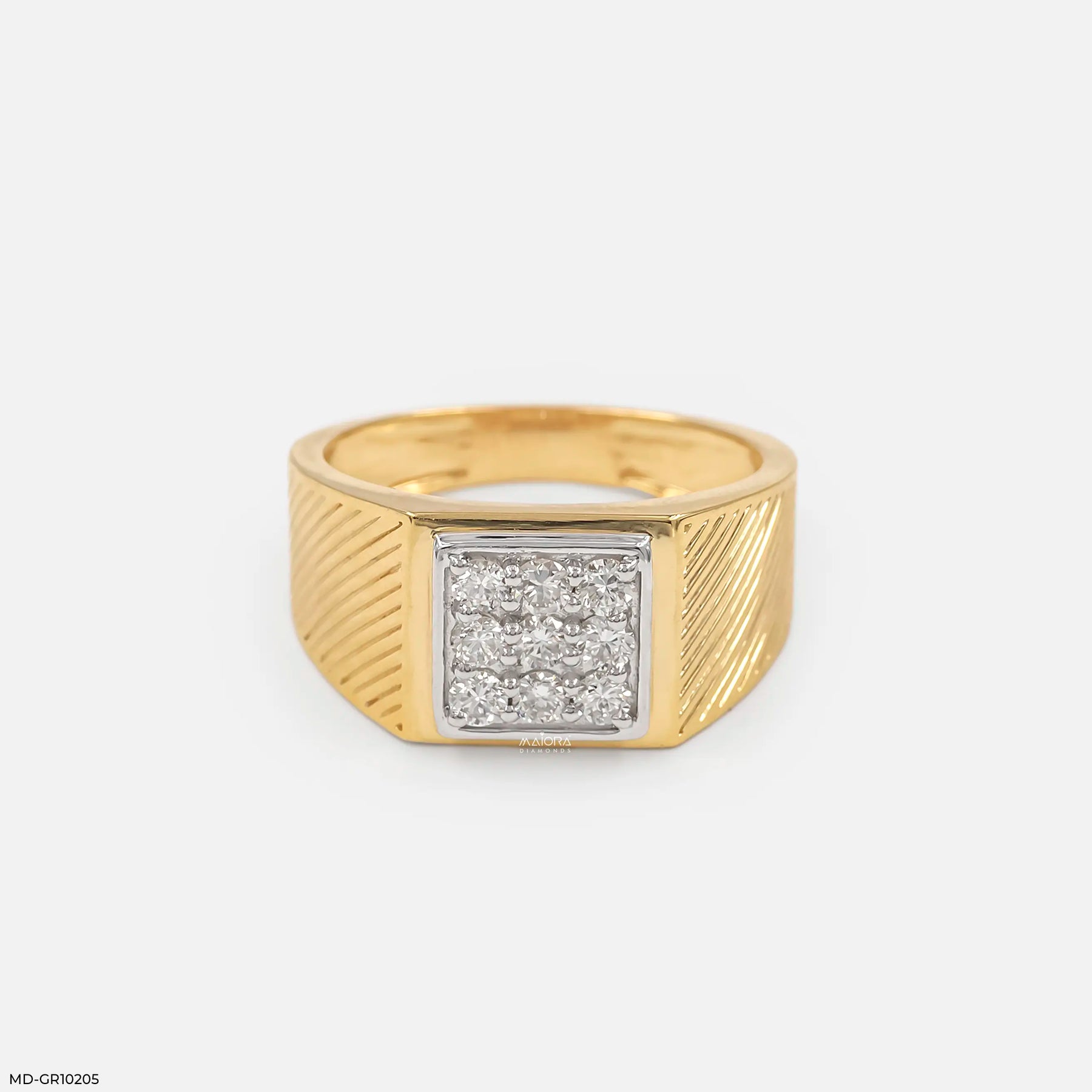 Gable Square Diamond Cluster Men Ring 9K Rose Gold