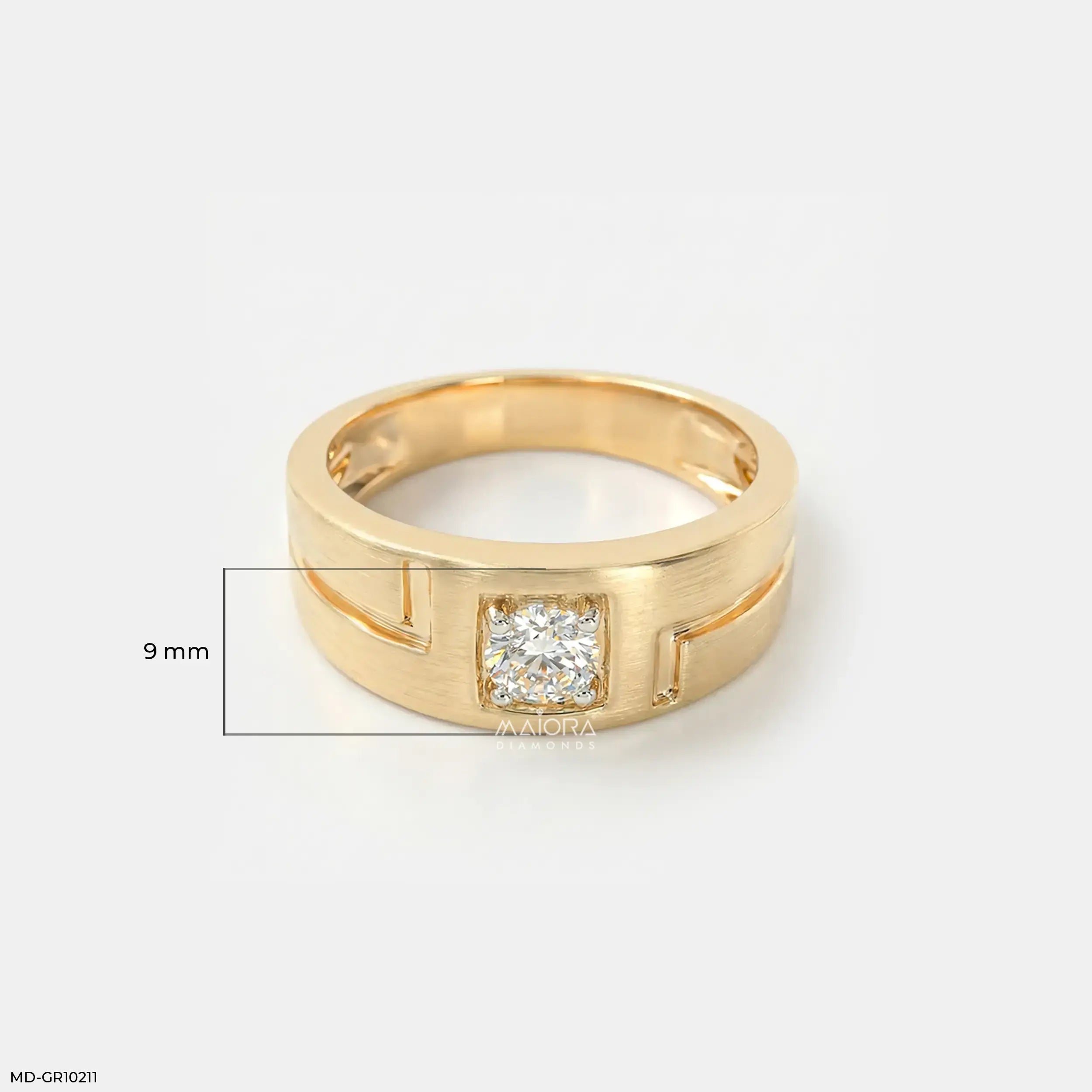 Golden Solitaire Diamond Mens Ring 14K Rose Gold