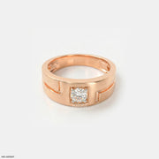 Golden Solitaire Diamond Mens Ring