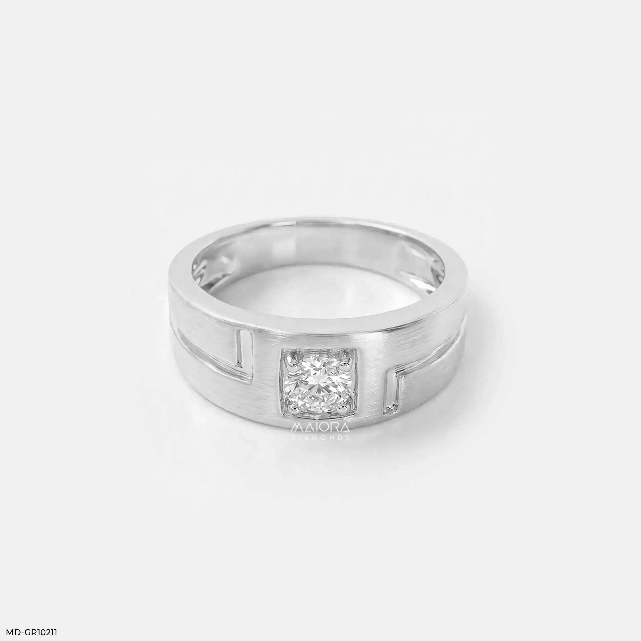 Golden Solitaire Diamond Mens Ring Platinum 950