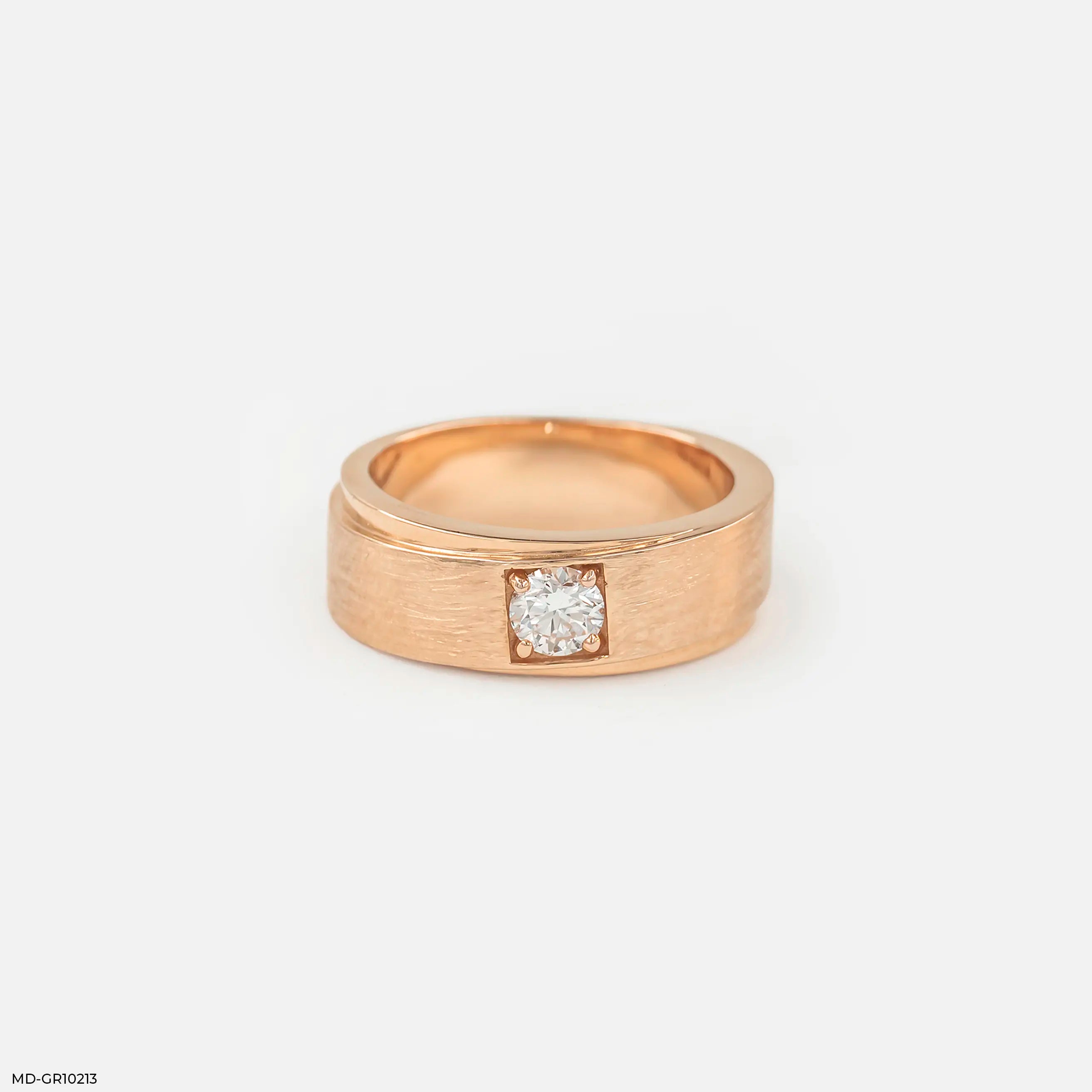 Crowned Frame Mens Diamond Ring 18K Rose Gold