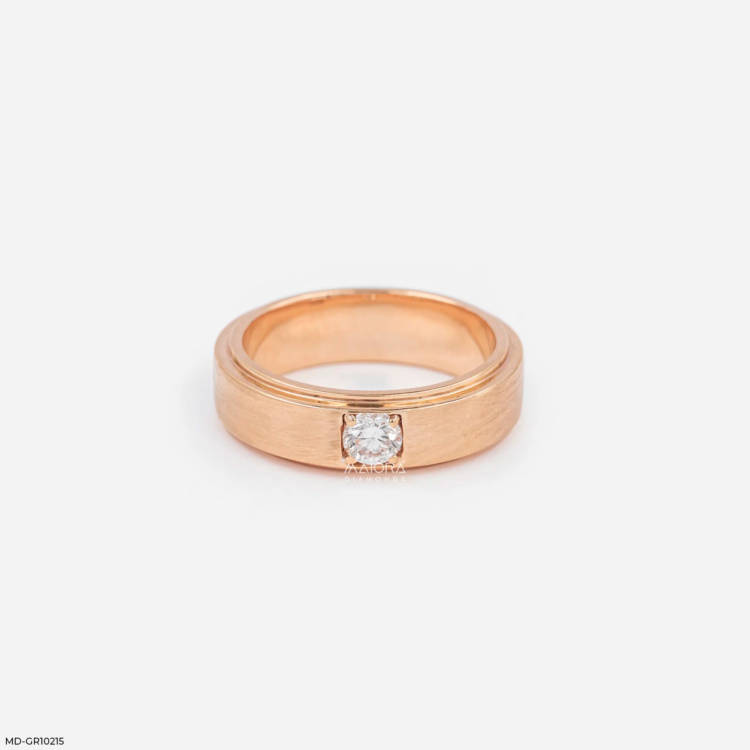 Brilliance Solo Diamond Mens Ring 18K Rose Gold