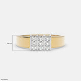 Structured Grid Mens Diamond Ring 9K Yellow Gold