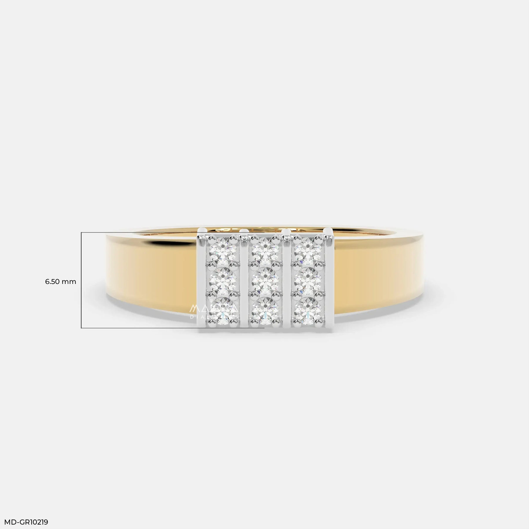 Structured Grid Mens Diamond Ring 9K Yellow Gold