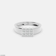 Structured Grid Mens Diamond Ring 9K White Gold