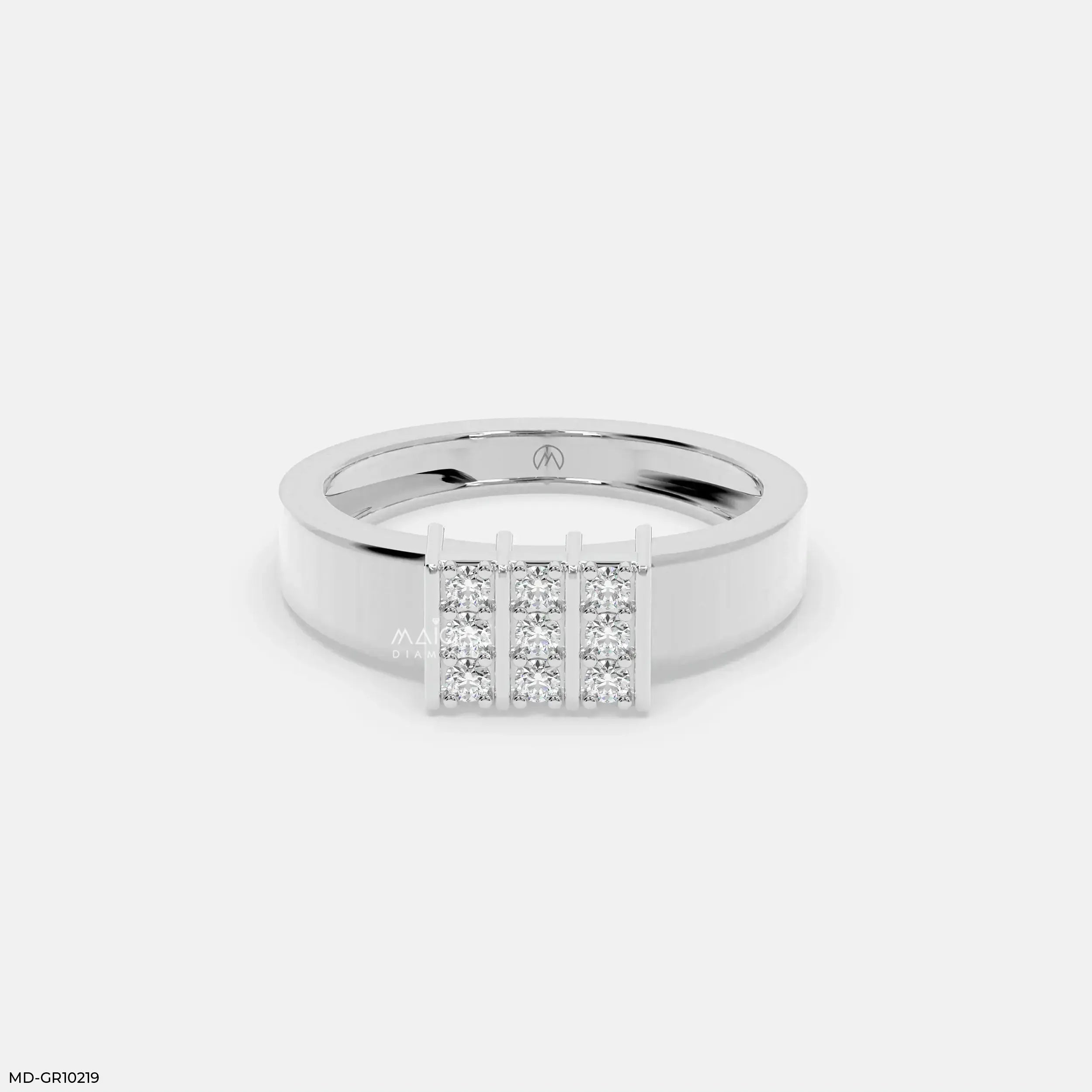 Structured Grid Mens Diamond Ring Platinum 950