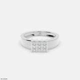 Structured Grid Mens Diamond Ring 9K Yellow Gold