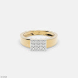 Structured Grid Mens Diamond Ring 9K Yellow Gold