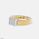 Structured Grid Mens Diamond Ring 9K Yellow Gold