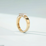 Structured Grid Mens Diamond Ring 9K Yellow Gold